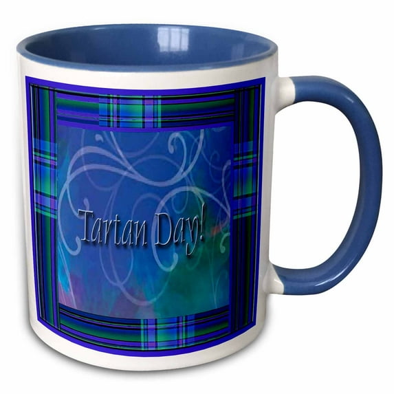 3drose, Tartan Day Plaid, 15oz Two-tone Blue Mug