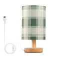 thumbnail image 1 of Tartan Fabric Green Plaids Table Lamp with USB Port LED Warm Light Lamp Night Light Home Decor, 1 of 7
