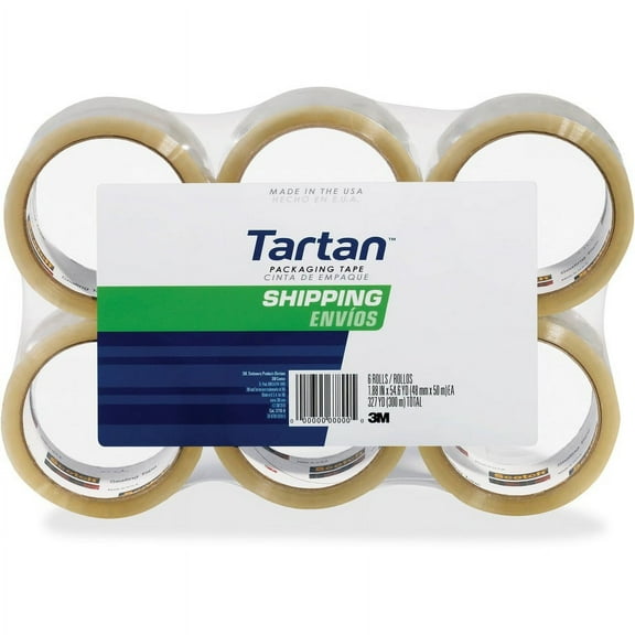 Tartan General-Purpose Packaging Tape - 54.68 yd Length x 1.89" Width - 1.9 mil Thickness - 3" Core - 1.90 mil - Rubber Resin Backing - 6 / Pack - Clear | Bundle of 5 Packs