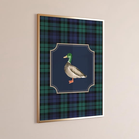 Tartan Mallard Duck Print, Preppy Tartan Art , Grand Millennial Duck Print, Equestrian Inspired Duck Print, Classic Tartan Wall Art Home Decor #571, Unframed Canvas Size 12x18
