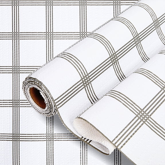 Tartan Pattern PVC Shelf Liners for Kitchen Cabinet & Drawer White 300x0.9mm 3m/pc DIY