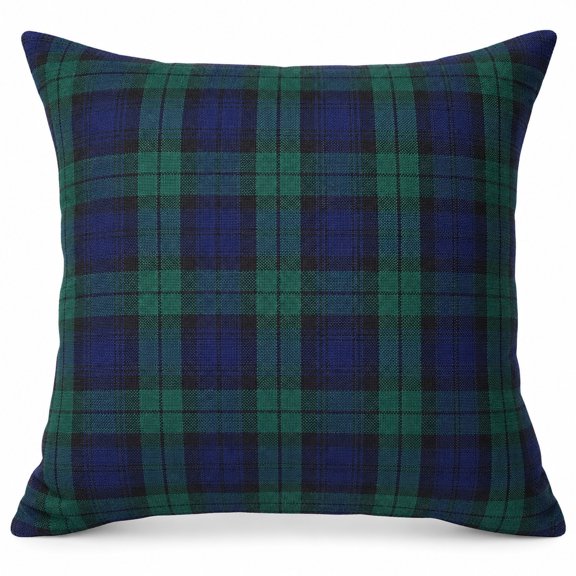 Tartan Pattern Woven Pillow, 17 x 18 in, Double-Sided, Green