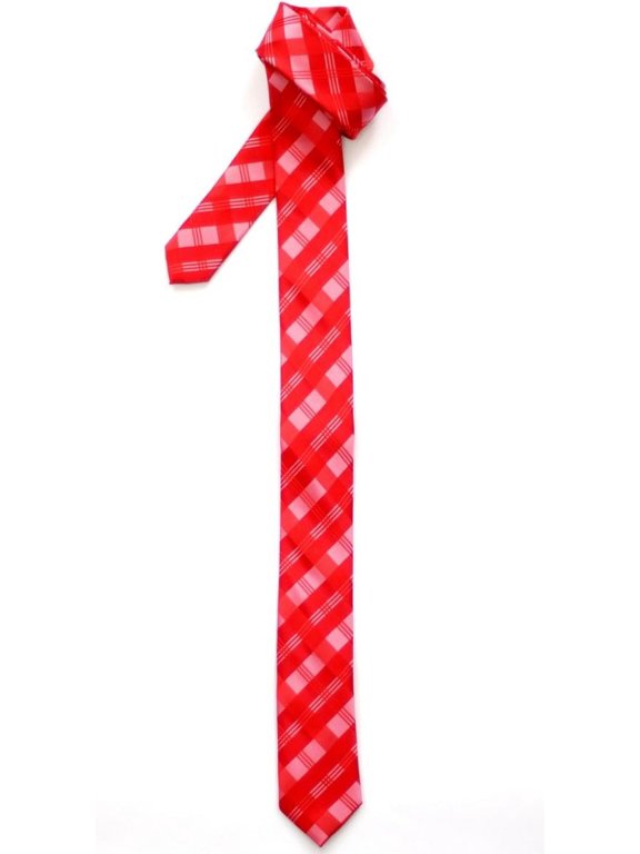 Tartan Patterns Woven Microfiber Skinny Tie Necktie - 10 Colors