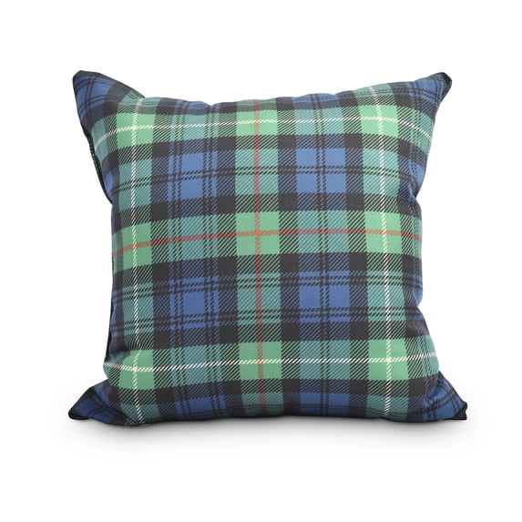 Tartan Plaid 20 Inch Navy Blue Holiday Print Decorative Throw Pillow