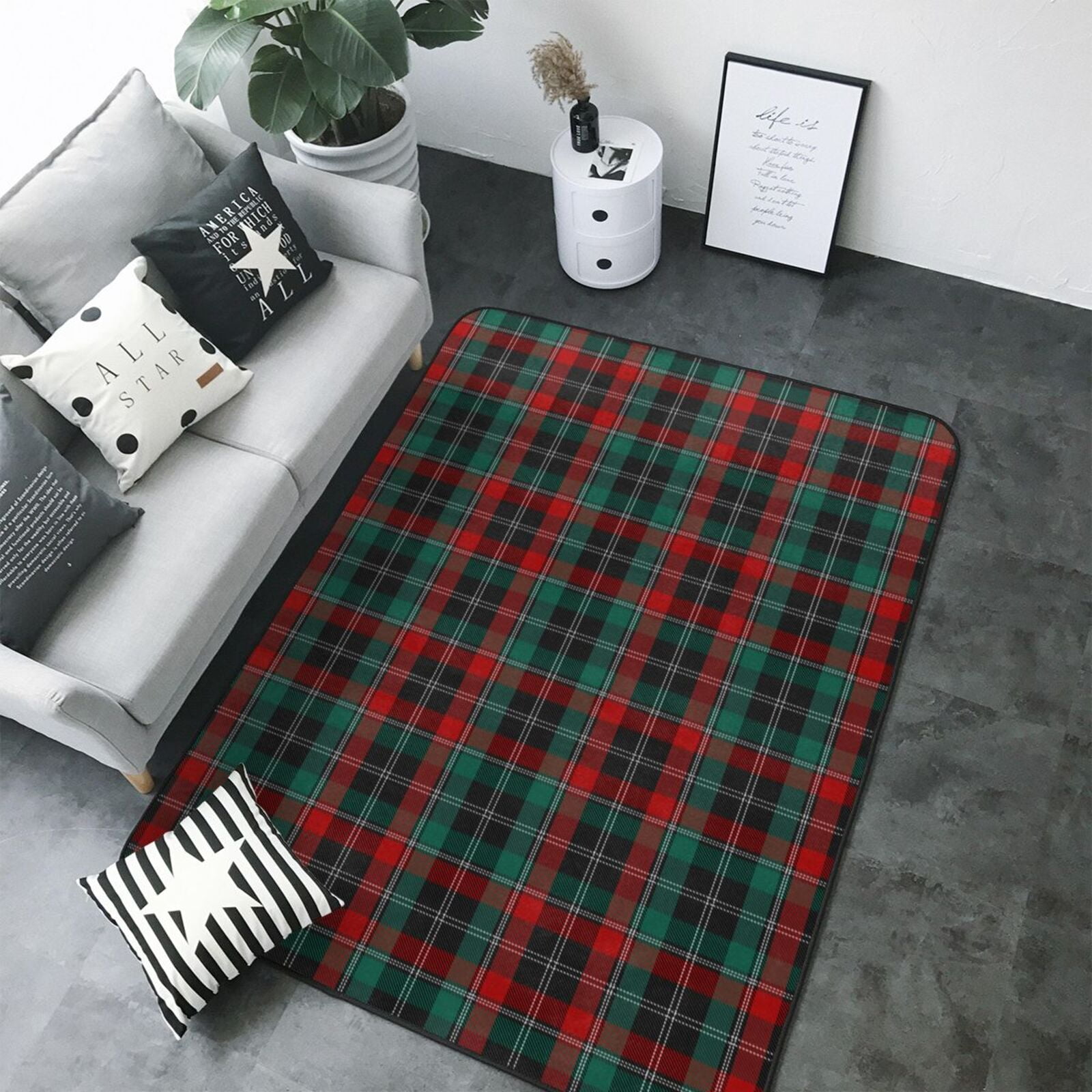 Tartan Plaid Area Rugs for Living Room Bedroom, 5x7 Soft Throw Washable ...