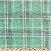 Tartan Plaid Linen-Look Polyester Cotton 58" Fabric By The Yard - Kelly Green, White, Navy Blue