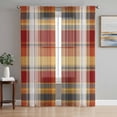 thumbnail image 1 of Tartan Plaid Sheer Curtains 63 Inch Length 2 Panels Set, Orange Red Autumn Gingham Vintage Check Voile Window Treatment Rod Pocket Curtains Sheers Drapes for Bedroom/Living Room/Kitchen 52x"63"x2, 1 of 7