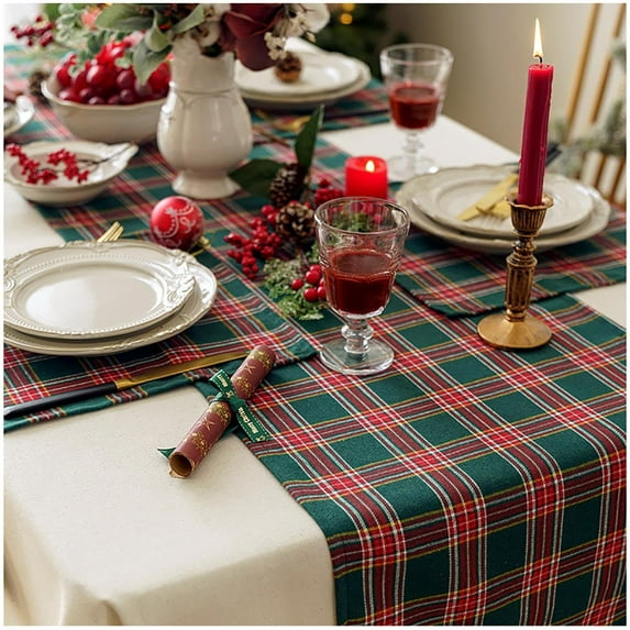 Tartan Plaid Table Runner for Home Kitchen Dinner Party Holiday Christmas Table Decorations - Scottish Christmas Table Runners