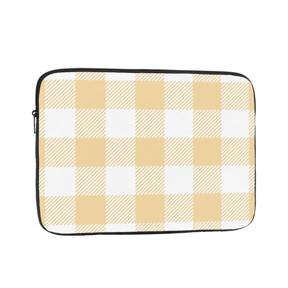 Tartan Plaid Yellow Portable Laptop Sleeve Compatible with MacBook Air Notebook Computer Case for Men Women College School Students