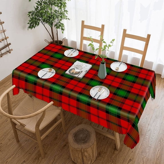 Tartan Rectangular Tablecloth 55"x70" with Lace Edge, Washable Durable Table Cover for Dining, Indoor Outdoor Home Restaurant Decor