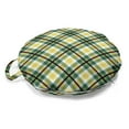 thumbnail image 1 of Tartan Round Floor Cushion with Handle, Classic Pattern of Diagonal Squares and Stripes in Natural Colors, Decorative Pillow for Living Room & Dorms, 18" Round, Green Dark Maroon, by Ambesonne, 1 of 4