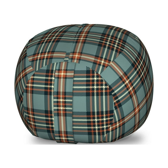 Tartan Storage Toy Bag Chair, Traditional Classic Scottish Plaid Checkered Pattern with Symmetric Stripes, Stuffed Animal Organizer Washable Bag, Large Size, Redwood Cadet Blue, by Ambesonne