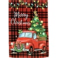 thumbnail image 1 of Tartan Truck Merry Christmas Garden Flag - 12" x 18", Double Sided, Red Black Plaid, Winter Garden Decor, Wreath, Home Decor, Holiday Decor, Christmas Decoration, Boxing Day, Christmas Tree Lot, 1 of 3