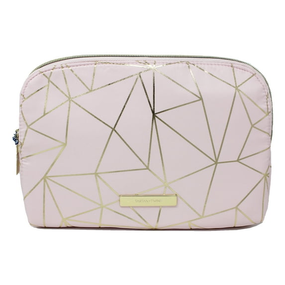 Tartan + Twine Gold Foil Pink Geo Duo Zip Beauty Clutch Cosmetic Bag, 1 CT