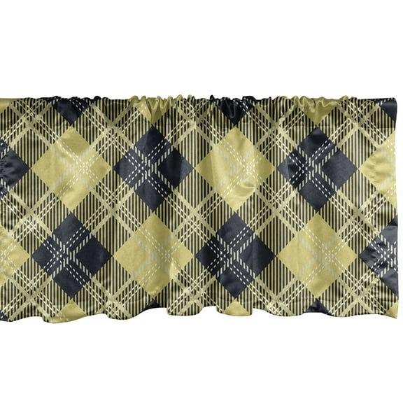 Ambesonne Tartan Valance Pack of 2, Classic Scottish Pattern, 54"X12", Pastel Yellow Dimgray