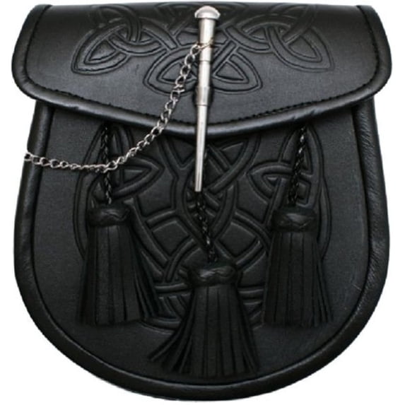 Tartanista Mens Black Celtic Pin Lock Semi-Dress Sporran