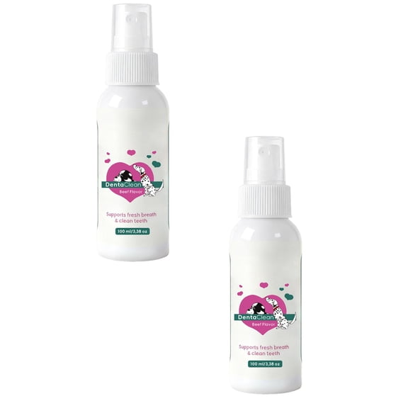 Tartar Control Spray for Dogs & Cats: Beef Flavored 100mL Oral Care, No-Brush Plaque Remover, Natural Breath Freshener and Gum Health Support (2PCS)