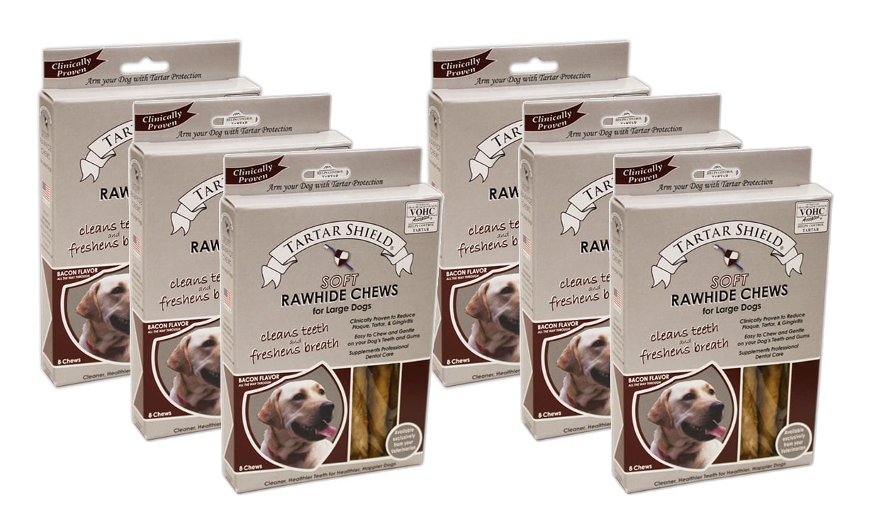 Tartar Shield Soft Rawhide Chews for Large Dogs 8 Count 6 Pack