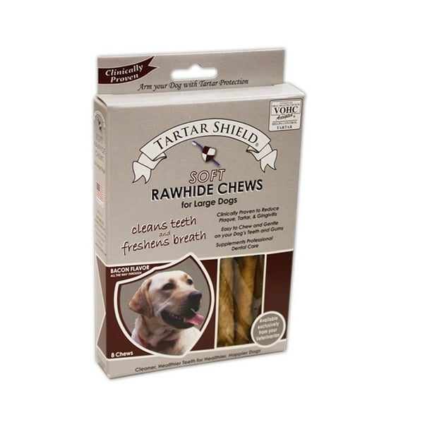Tartar Shield Soft Rawhide Chews for Large Dogs 8 Count