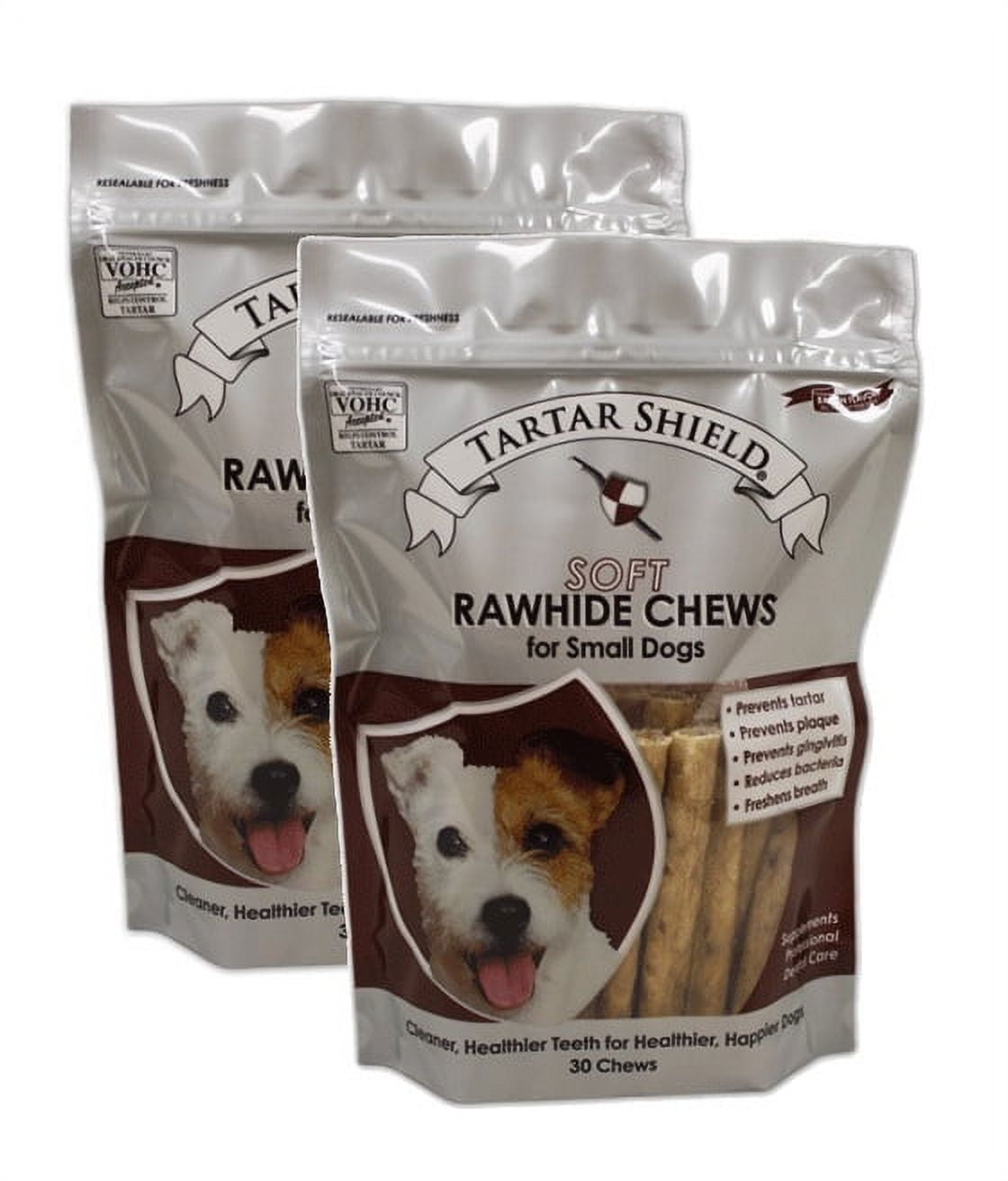 Tartar Shield Soft Rawhide Chews for Small Dogs 30 Count 2 Pack