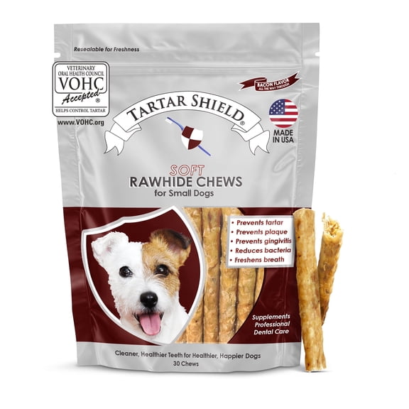 Tartar Shield® Soft Rawhide Dental Chews, Small Dogs, VOHC Accepted, 30 ct