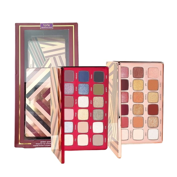 Tarte Gilded Glamour Amazonian Clay Eyeshadow Wardrobe 2PC Set - 18 Warm-toned & 18 Cool-toned Shade Palette, Matte & Shimmer Metallic Finish, Longwear, Rich Pigmentation & Smooth Blending Eye Makeup