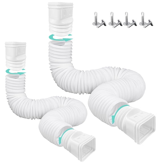 Tarvako 2 Pcs Flexible Rain Gutter Downspout Extensions, Extendable from 21" to 66", Drain Downspout Extender Comes with Adapters & Screws, Thickened Down Spout Drain Extension for Rainwater Drainage