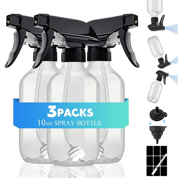 Tarvako 3 Packs 360° Water Spray Bottle, 10oz Spray Bottle with Adjustable Nozzle, Plastic Spray Bottles, Upside Down Spray Bottle Small Mister Squirt Bottle for Hair Cooking Plant Pet
