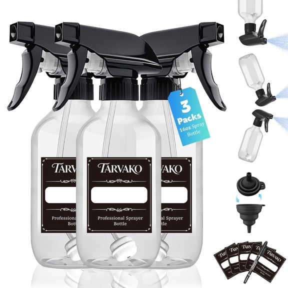 Tarvako 3 Pcs 360° 16 Oz/ 500 ml Plastic Upside Down Spray Bottles, Spray Bottle with Adjustable Nozzle, Upside Down Spray Bottle Small Mister Squirt Bottle for Hair, Cooking, Plant, Pet