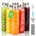 thumbnail image 1 of Tarvako 6 Set 18oz Glass Juice Bottles with Lids, Reusable Glass Water Bottles with Stainless Steel Cap for Refrigerator, Juicing, 100% Leak Proof, BPA Free, Juice Bottle Drinking Jar Containers, 1 of 8