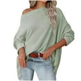 thumbnail image 1 of Tarylea Knitted Tops for Women off Shoulder Solid Color Tops Long Sleeve Loose Oversized Pullover Fall Casual Wear, 1 of 5