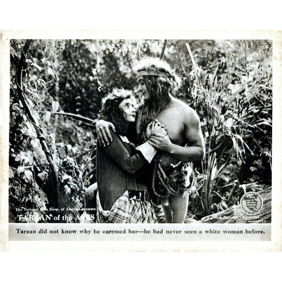 Tarzan Of The Apes Lobbycard From Left: Enid Markey Elmo Lincoln 1918 Movie Poster Masterprint