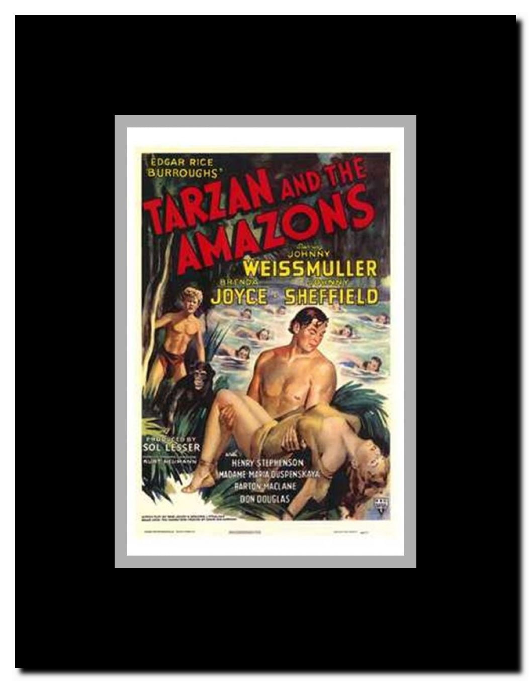 Tarzan and the Amazons c.1945 Framed Movie Poster