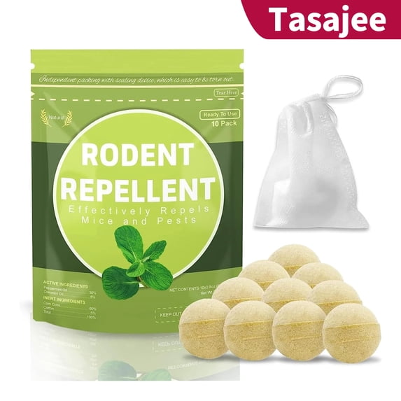 Tasajee 10 Pack Peppermint Oil Rodent Repellent, Effective and Long Lasting Rats Repellent Mice Repellent