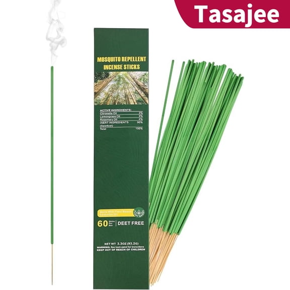 Tasajee 60 Pcs Outdoor Mosquito Repellent Incense Sticks, 60 Pieces Box Outdoor Patio Incense Sticks for 50 Mins