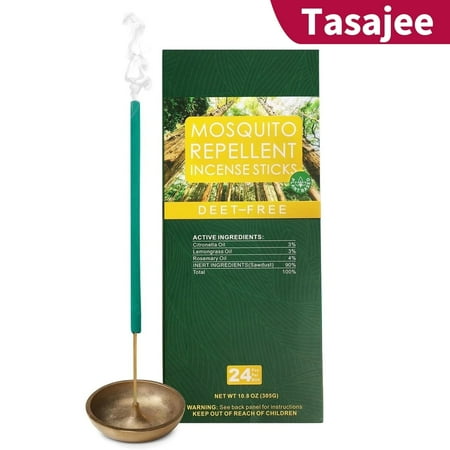 Tasajee DEET Free Citronella Extra Thick Mosquito Repellent Incense Sticks, 24 Piece