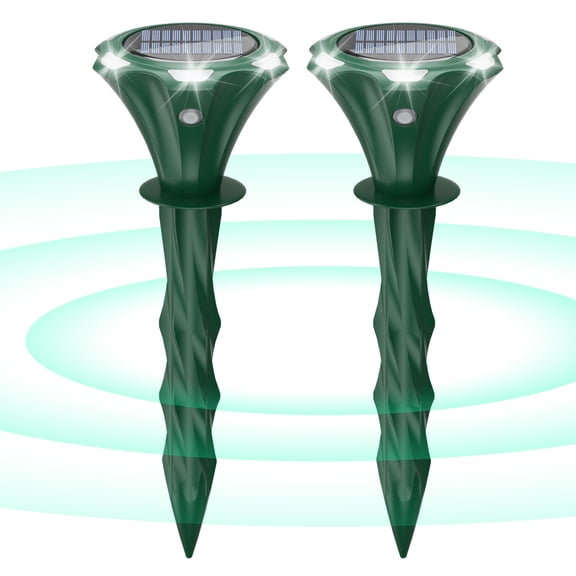 Tasajee Mole Repellent Solar Powered for Lawn Ultrasonic Gophers Snake Voles Rat Repellent Outdoor Repeller Auto LED Lights at Night (2 Pack)