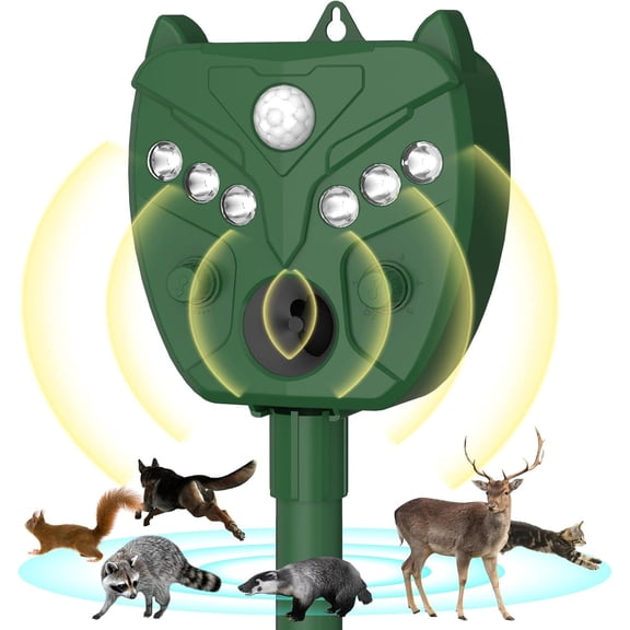 Tasajee Solar Animal Repellent, Squirrel Repellent, Deer Repellent Outdoor, Motion Sensor & Flashing Light, Repel Fox, Raccoon, Skunk, Rabbit, Squirrels, Coyote Deterrent for Yard