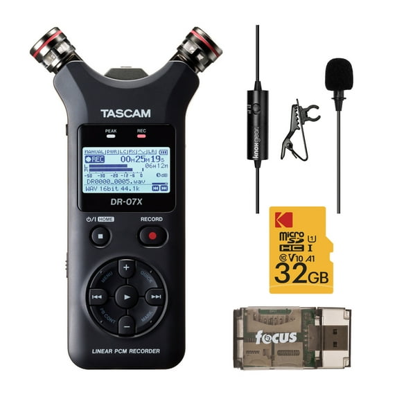Tascam DR-07X Audio Recorder/Interface with 32GB SD Card, Mic and Card Reader