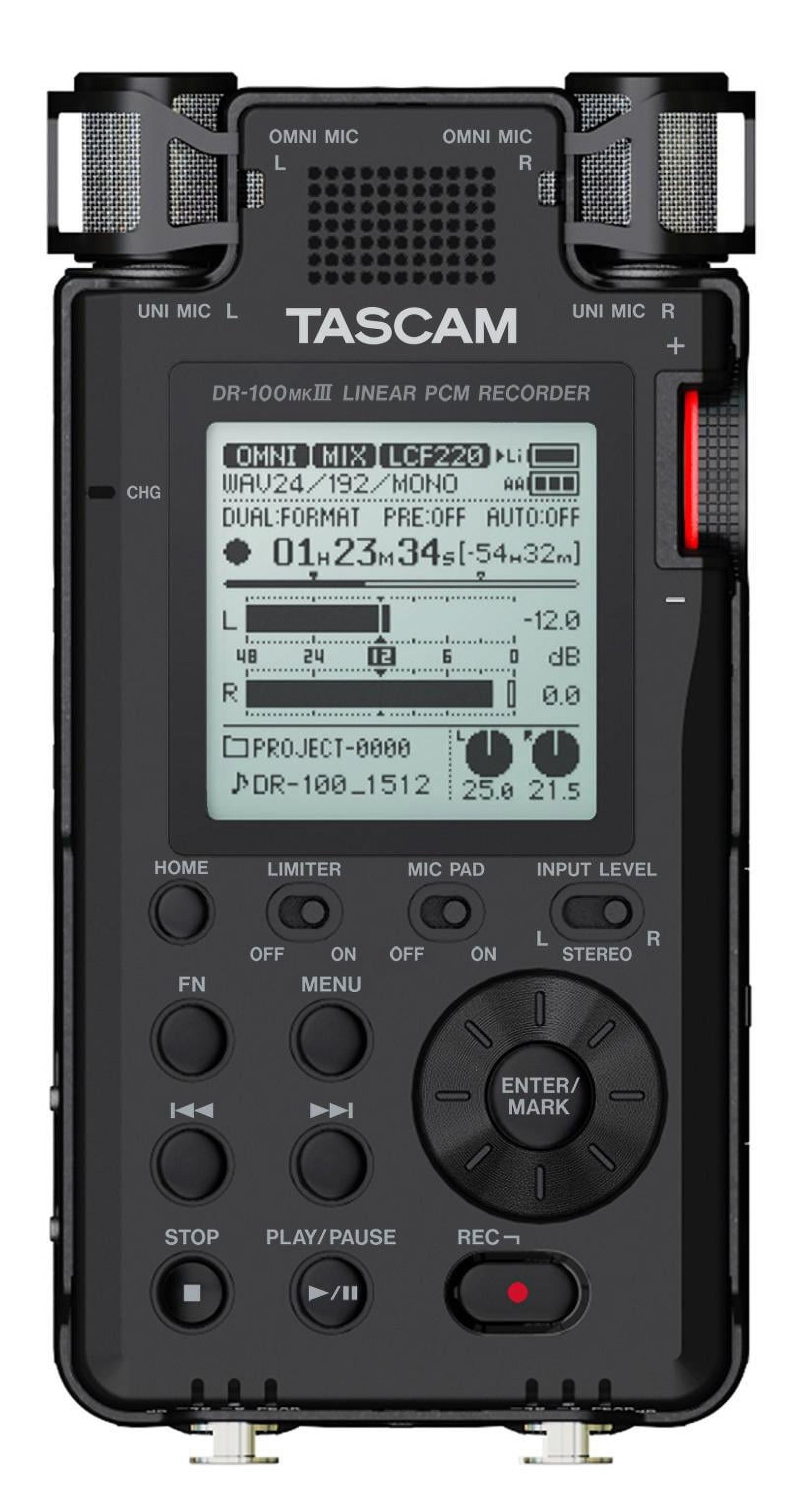 Tascam DR-100mkIII 2-Track Linear PCM Recorder - Walmart.com