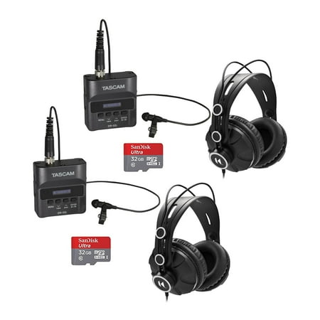 Tascam DR-10L Digital Recorder with Tascam Headphones & 32GB SD Card (2-Pack)