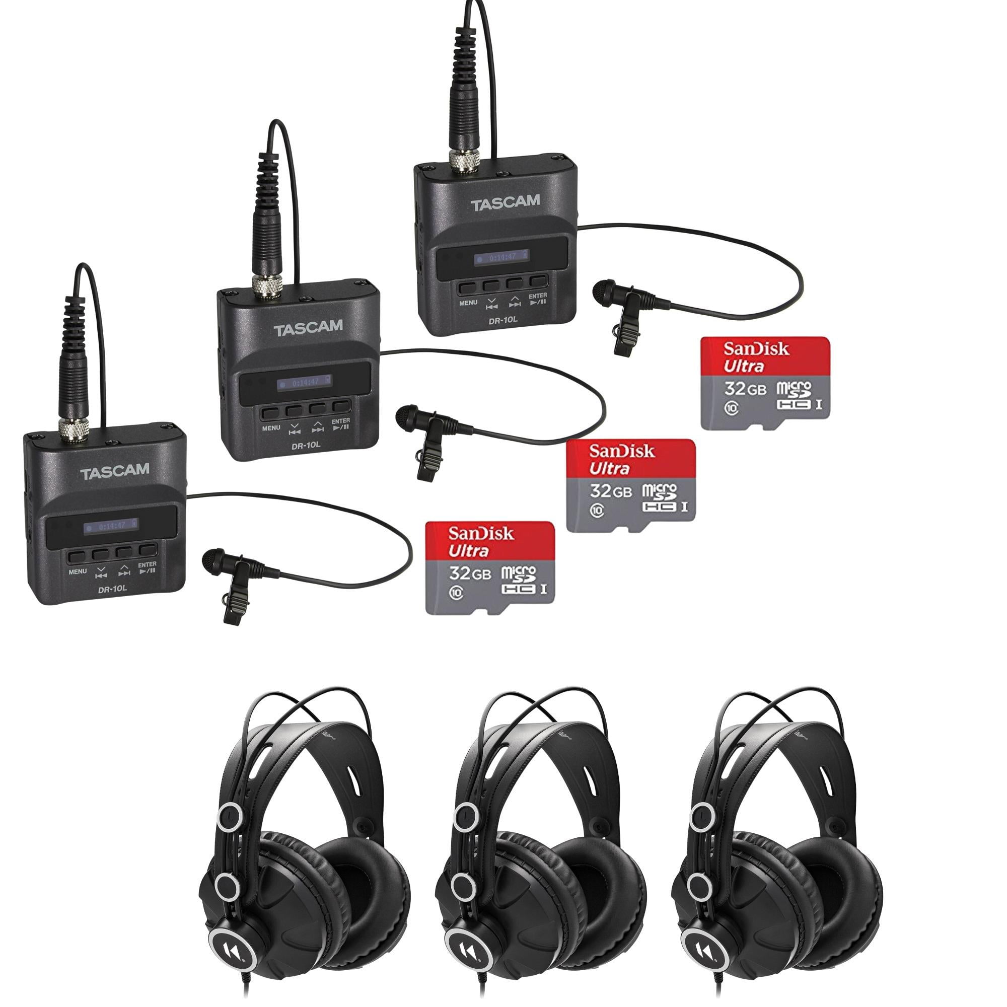 Tascam DR-10L Digital Recorder with Tascam Headphones and Tascam DR-10L Digital Recorder with Tascam Headphones and