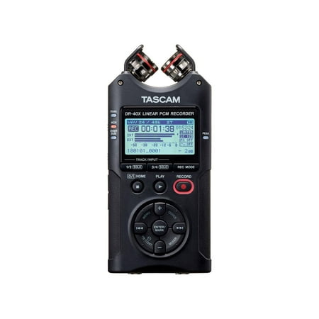 Tascam DR-40X 4-Track Dual Recording Mode LCD Digital Audio Recorder, Black
