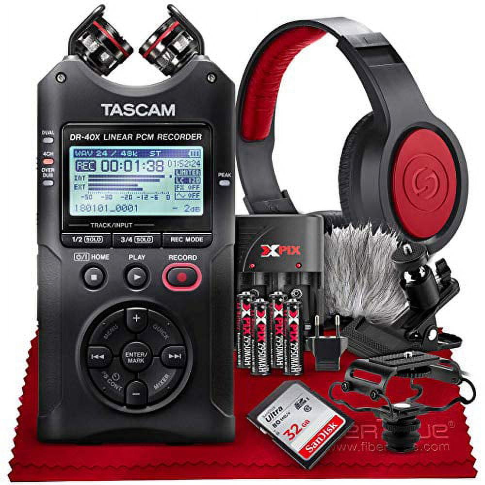 Digital　Interface　Audio　Tascam　Recorder　DR-40X　Audio　USB　Four-Track　and　Bundle　and　Accessories
