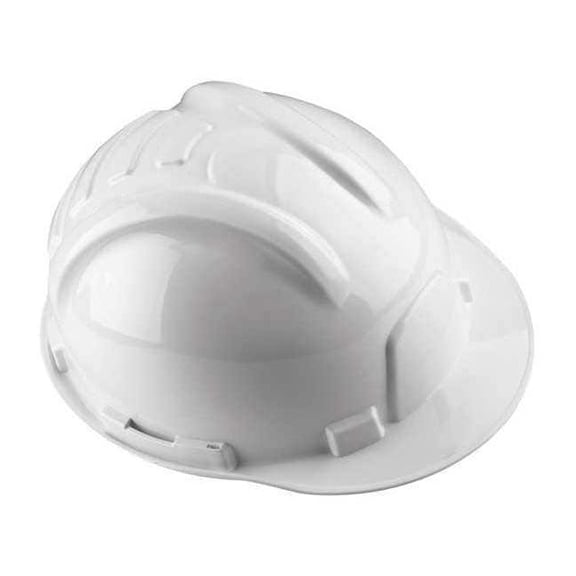 Hard Hat, Gladiator II, Polyethylene, 6 Point Ratchet, Type 1, Class E, White