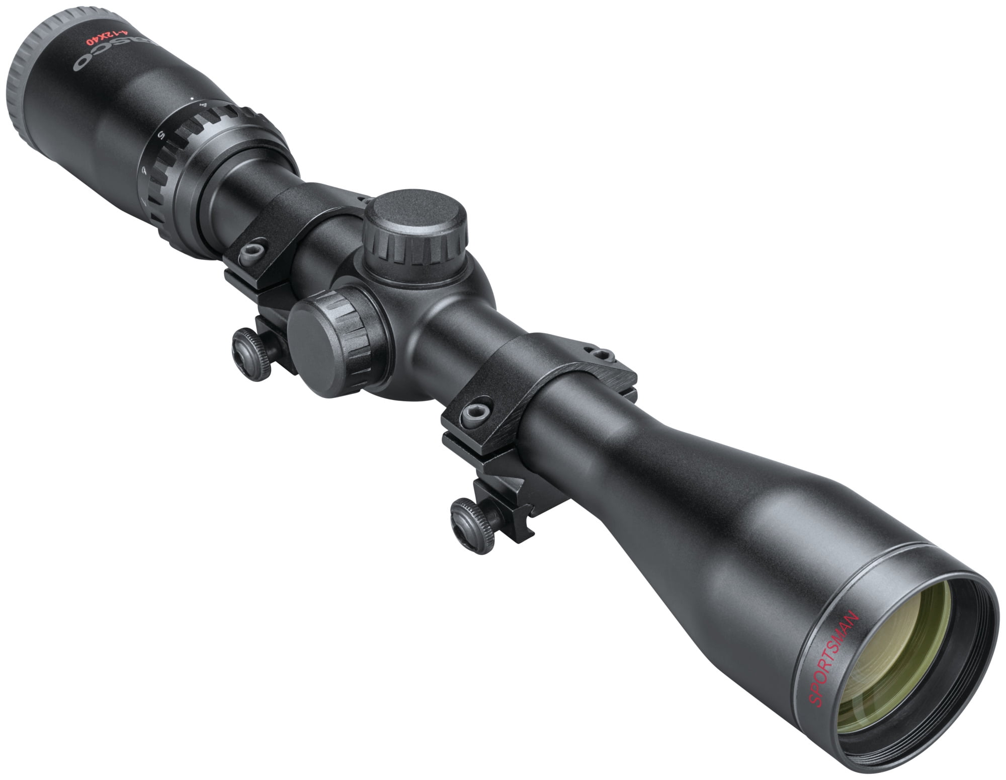 Tasco Sportsman 4-12x40 Riflescope, with Rings, Truplex Reticle, Black