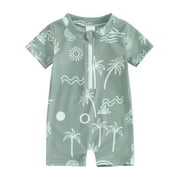 Tasdouyy Newborn Infant Baby Boys Swimsuit One-Piece Zipper Cartoon Print Bodysuit Sunsuit Swimwear Bathing Suit