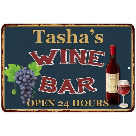 Tasha's Green Wine Bar Sign Wall Decor 12 x 18 Matte Finish Metal 112180043273
