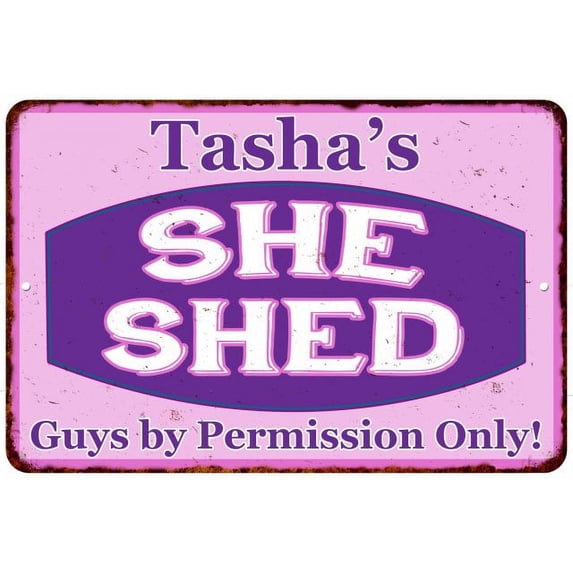 Tasha's Purple & Pink SHE SHED Vintage Sign 12x18 Woman Wall Décor 112180040205