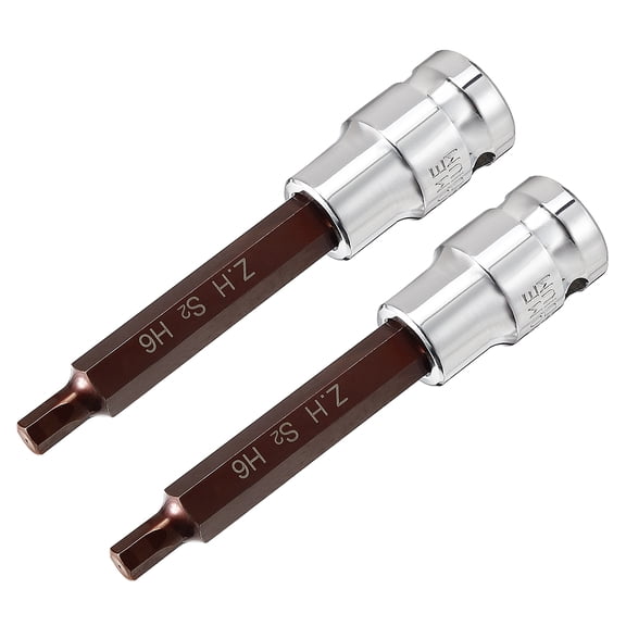 Tasharina 2 Pcs 1/2-Inch Drive 6mm Hex Bit Extra Long Socket, S2 Steel
